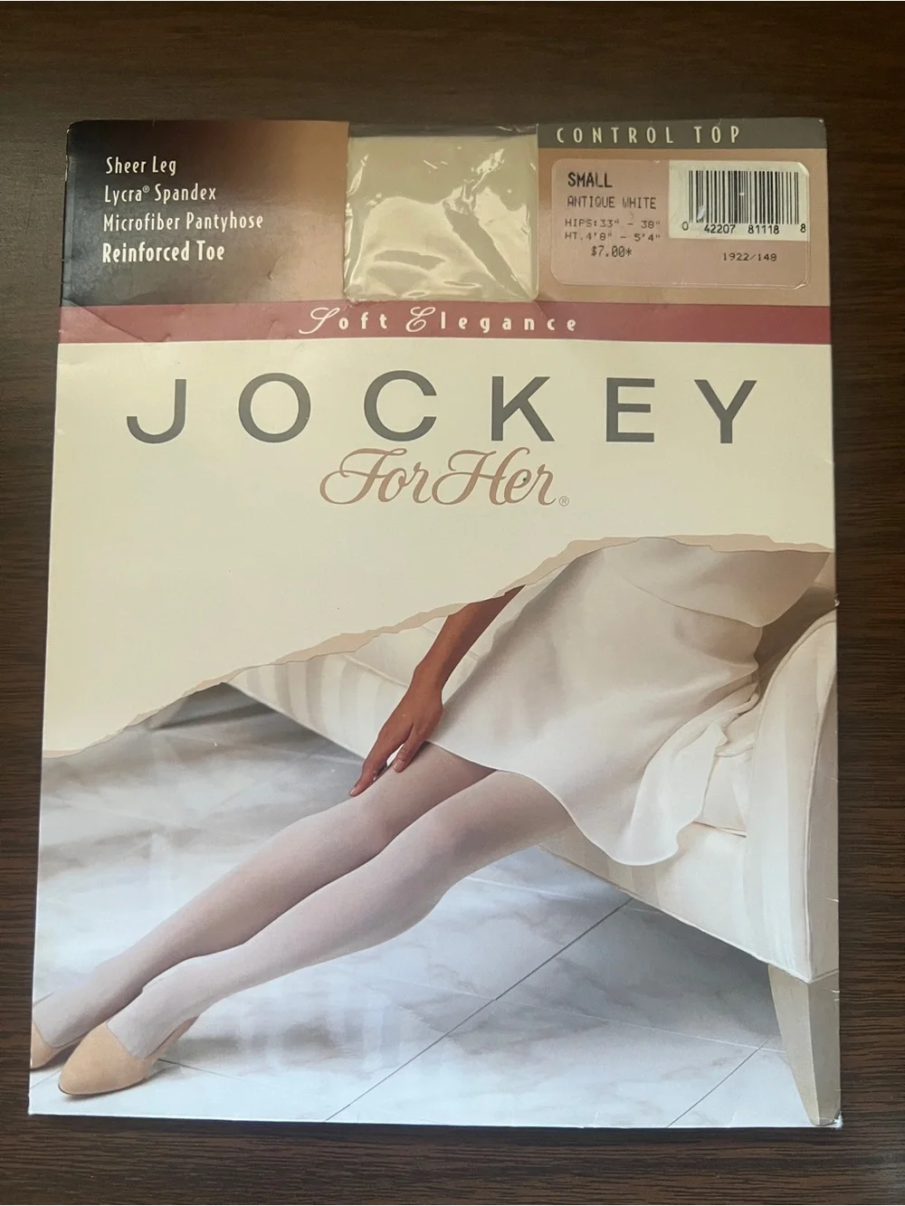 Vintage Jockey For Her Sheer Leg Antique White Pantyhose - Size Small